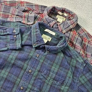 L.L.Bean Shirts Mens Large Lot 2 Plaid Flannel Long Sleeve Button Down Pockets